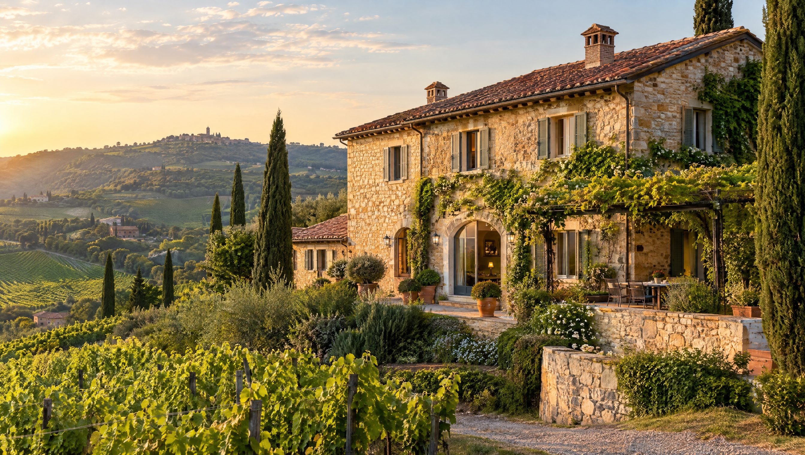 La Dimora dei Colli al tramonto tra i vigneti dei Colli Berici